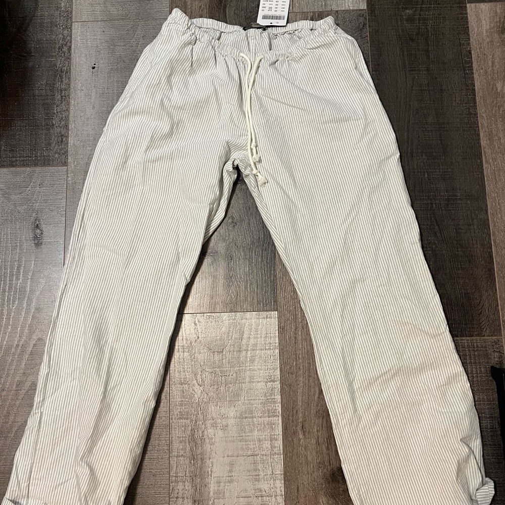 brandy melville greyish green striped pants